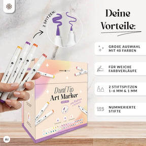 Dual Tip Art Marker - 40 bunte Alkohol Stifte