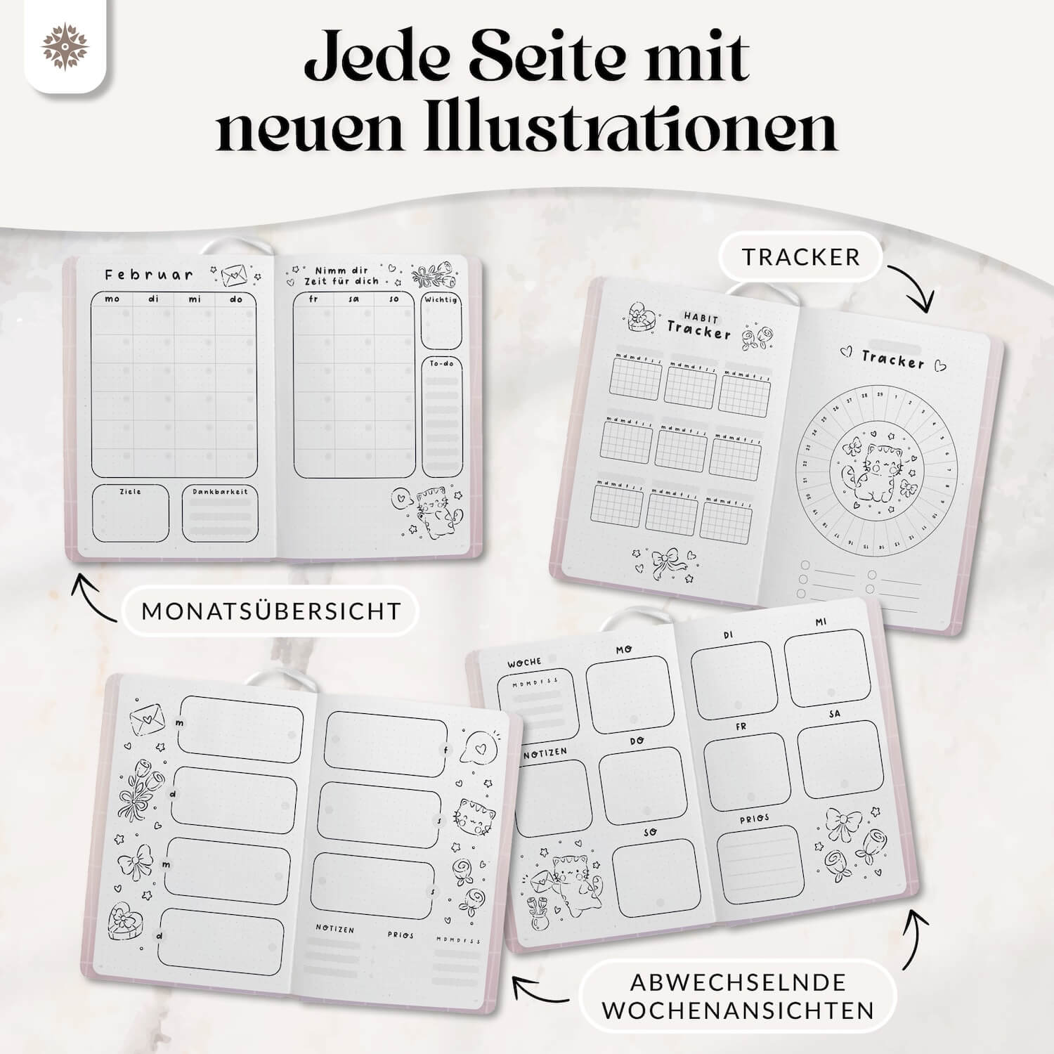 Bullet Journal Planer DIN A5 - Vorgefertigt zum Ausmalen