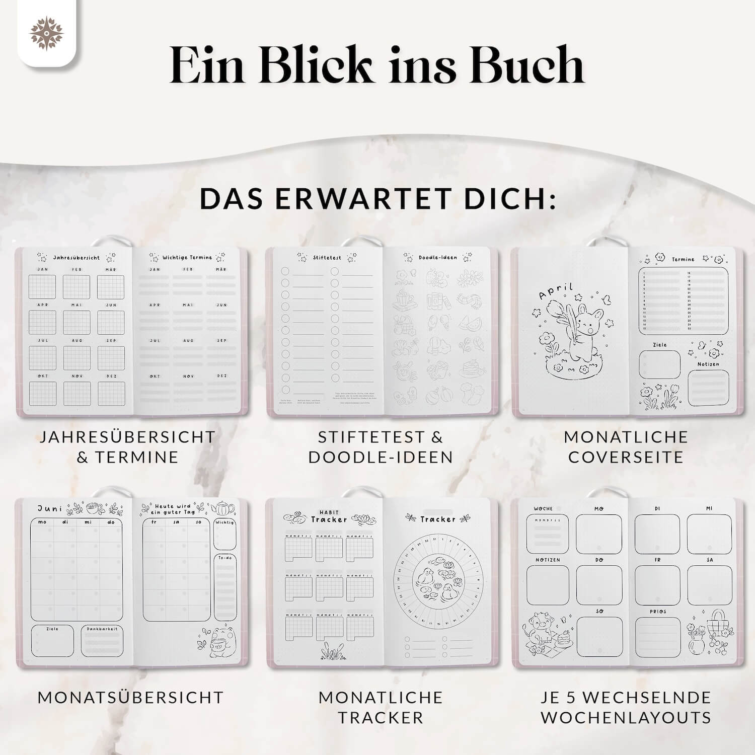 Bullet Journal Planer DIN A5 - Vorgefertigt zum Ausmalen