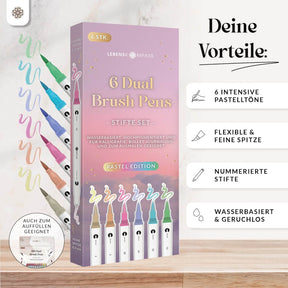 6er Dual Brush Pen Sets - Bunte Pinselstifte