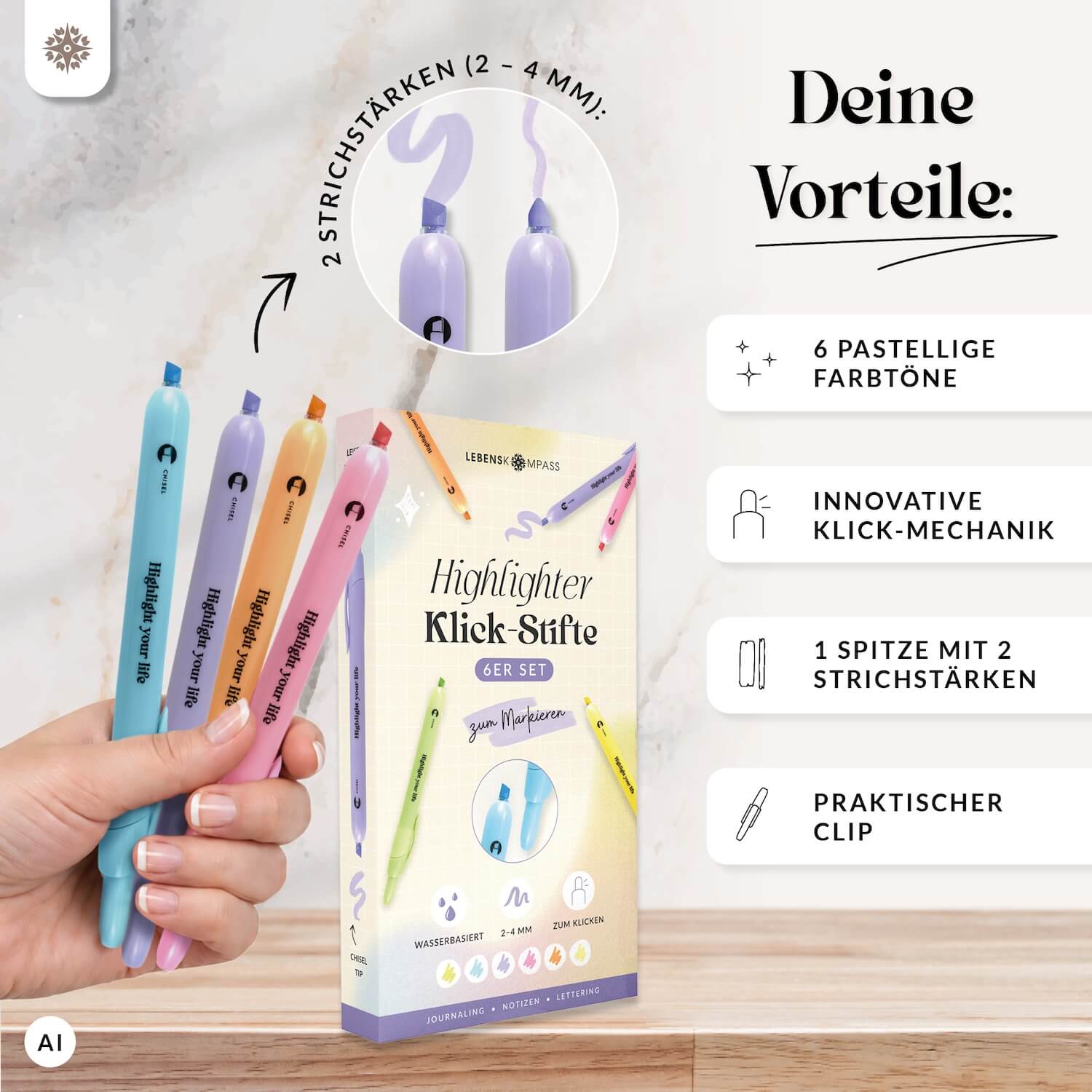 Textmarker Stifte - 6er Set Highlighter