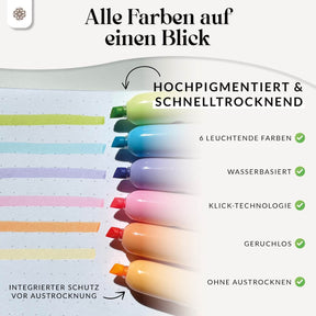 Textmarker Stifte - 6er Set Highlighter