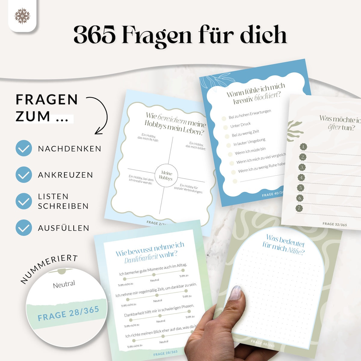 Deeptalk Abreißblock – 365 Fragen, um dich selbst kennenzulernen