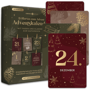 Adventskalender Kartenset zum Aufhängen mit Goldprägung