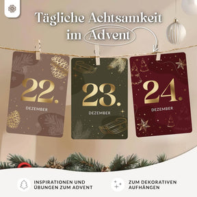 Adventskalender Kartenset zum Aufhängen mit Goldprägung