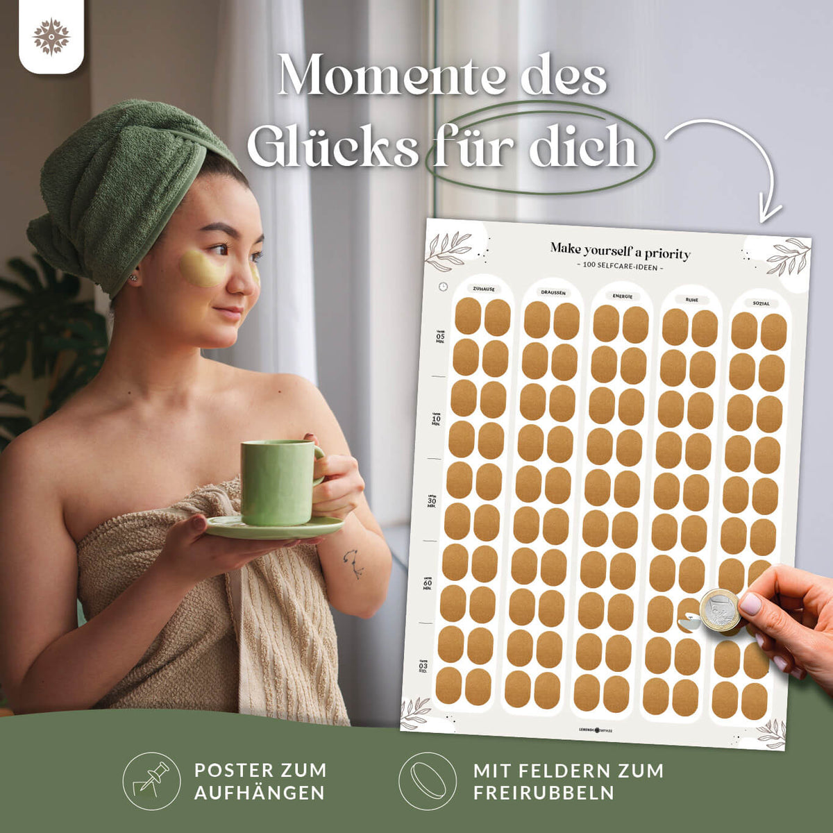 Rubbelposter "Me Time" – 100 Self-Care Ideen