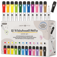 Whiteboard Stifte Set - 12 bunte Marker