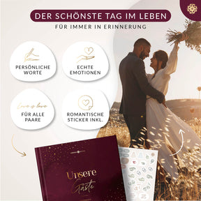 Gästebuch für die Hochzeit mit Fragen